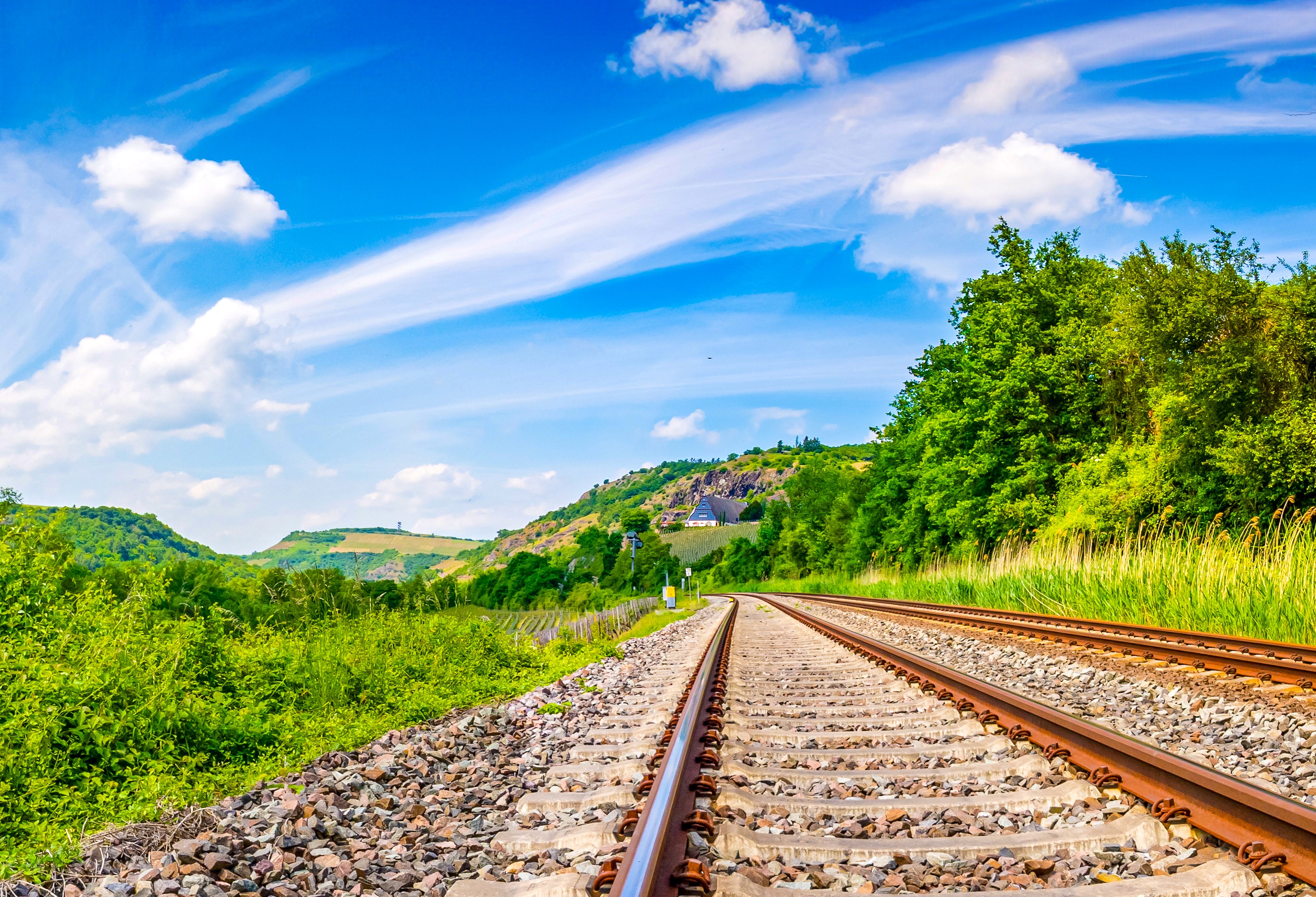 Railway tracks in landscape