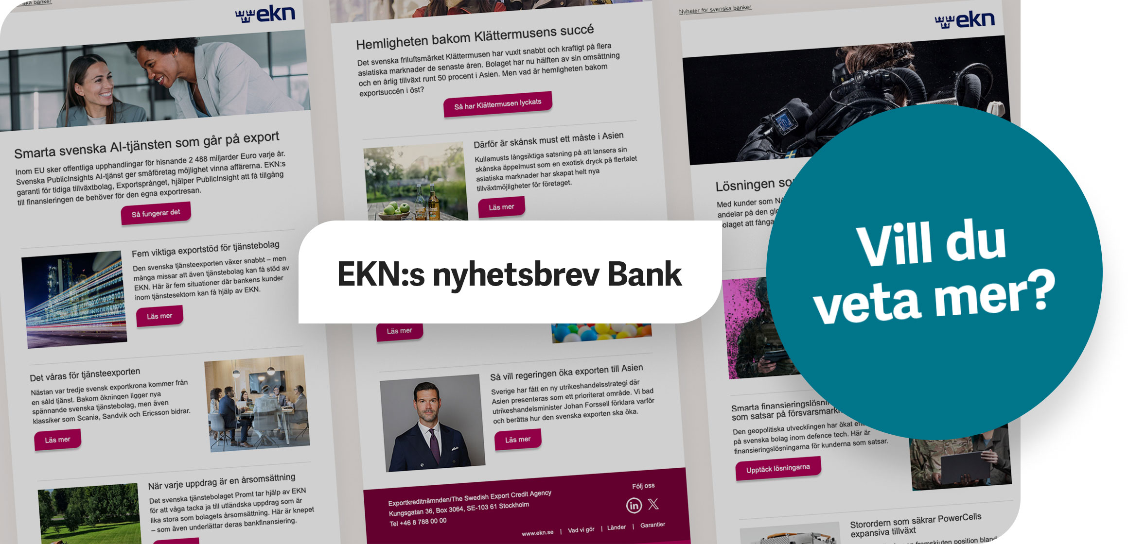 Exempel på EKN:s nyhetsbrev för bank