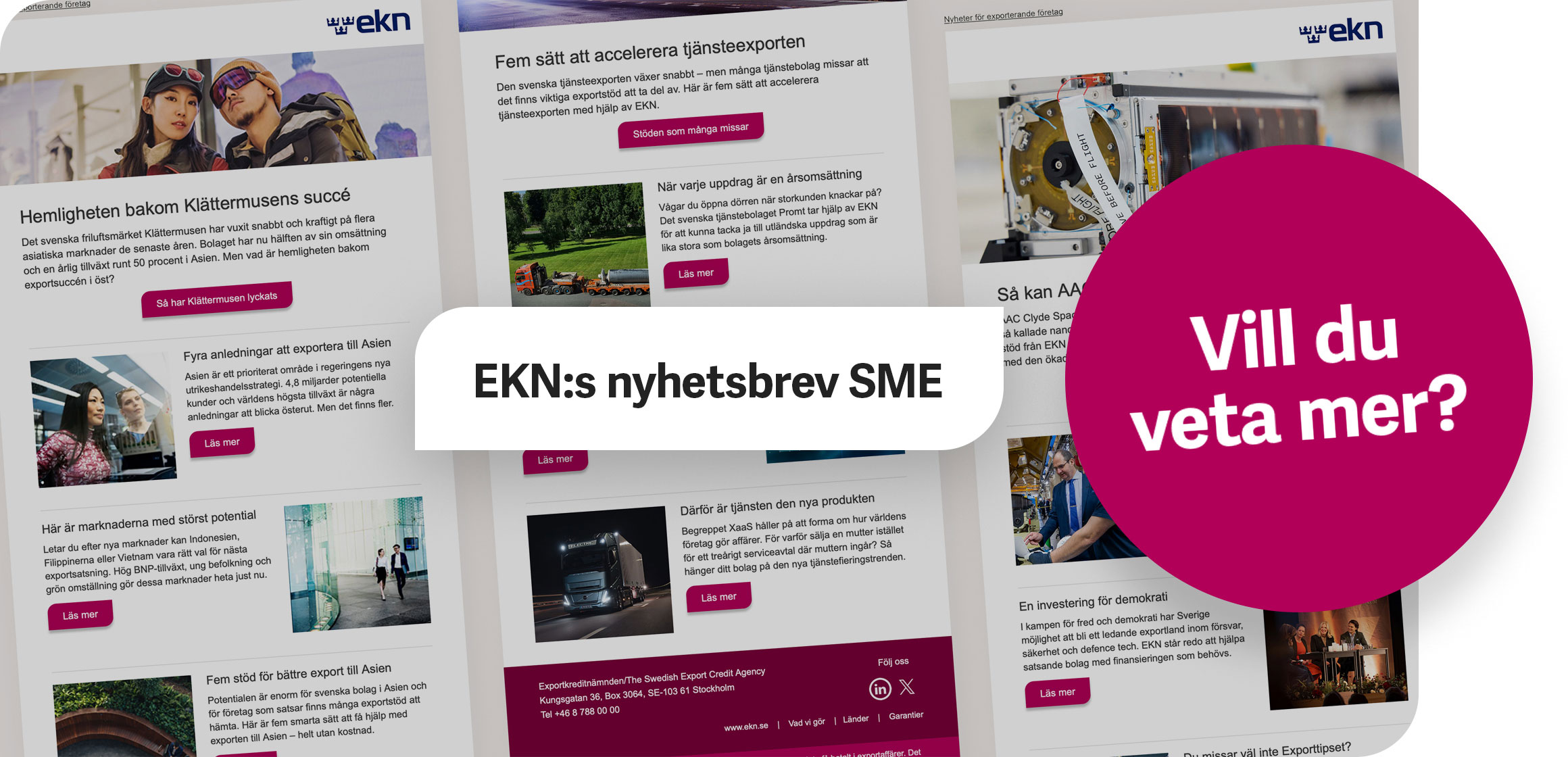 Exempel på EKN:s nyhetsbrev för SME