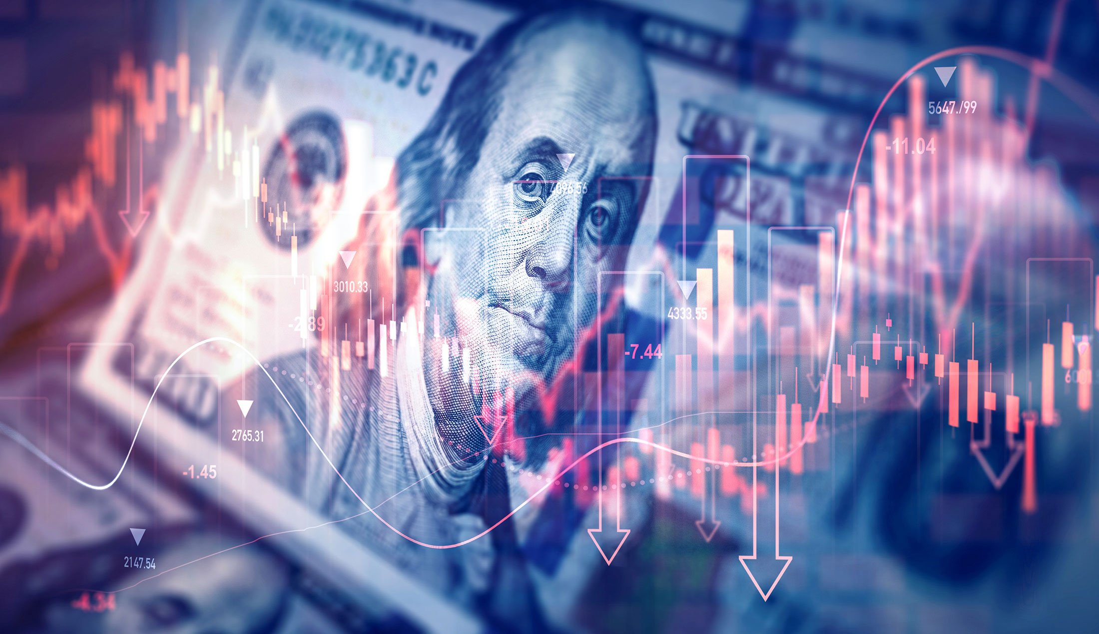 En ekonomisk graf med en dollarsedel i bakgrunden.