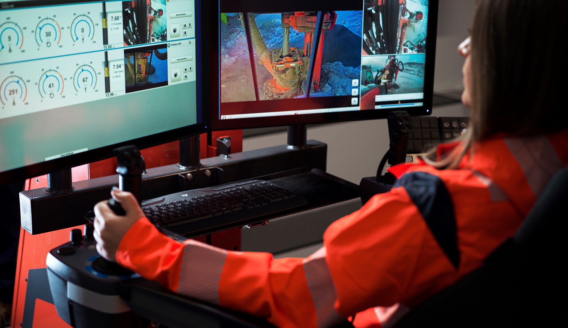 Woman in mine control room