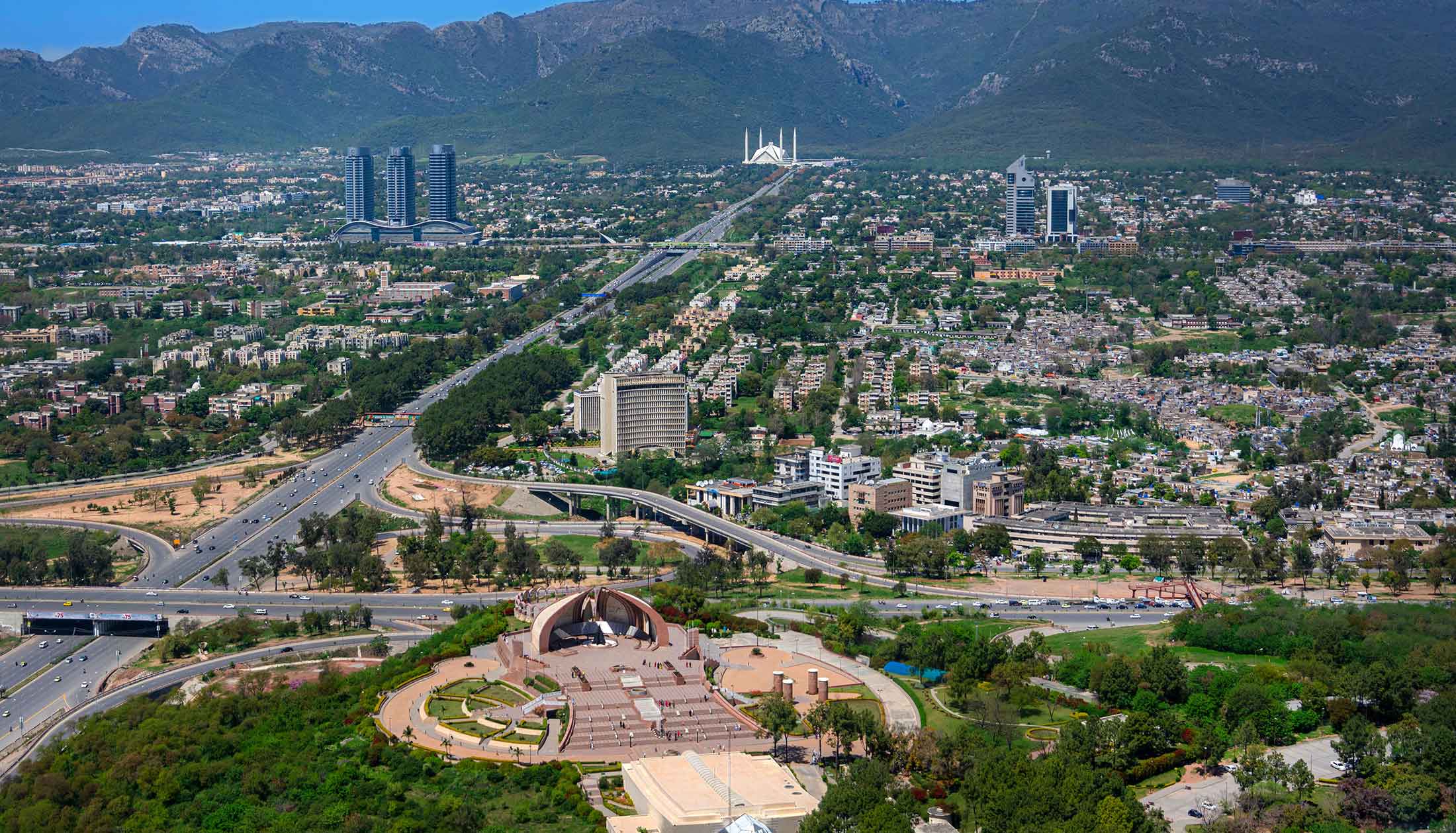 Aerial view over Islamabad, Pakistan