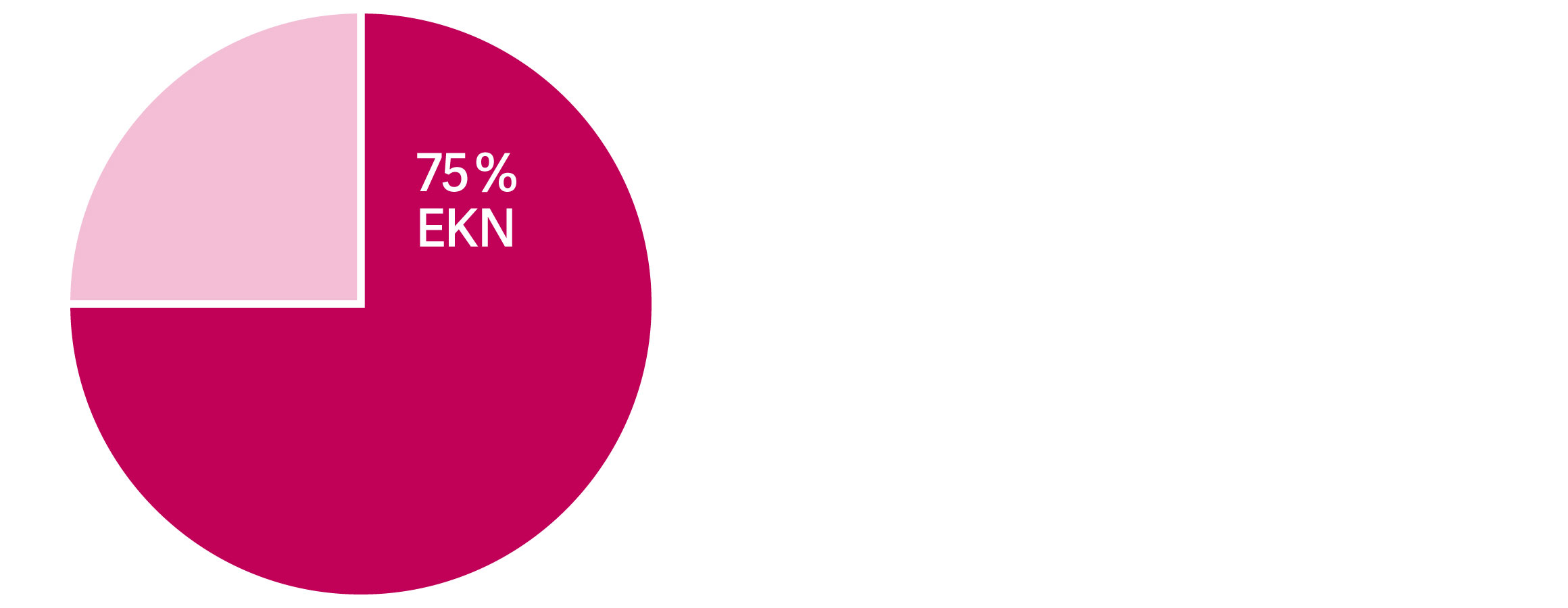 Ett pajdiagram som är uppdelad i förhållandena 25 och 75 procent. På den stora pajbiten står det: "EKN 75 %".